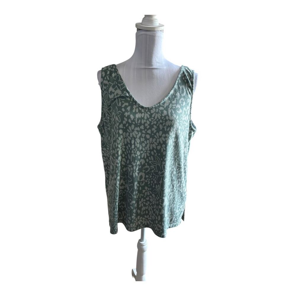 cuddl duds Green Floral Reversible Tank Size L